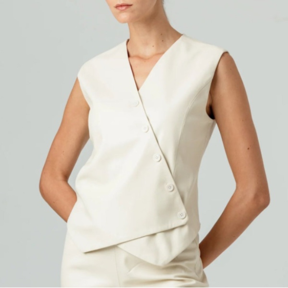 Sundays Cream Wrap Top Button Up Vest